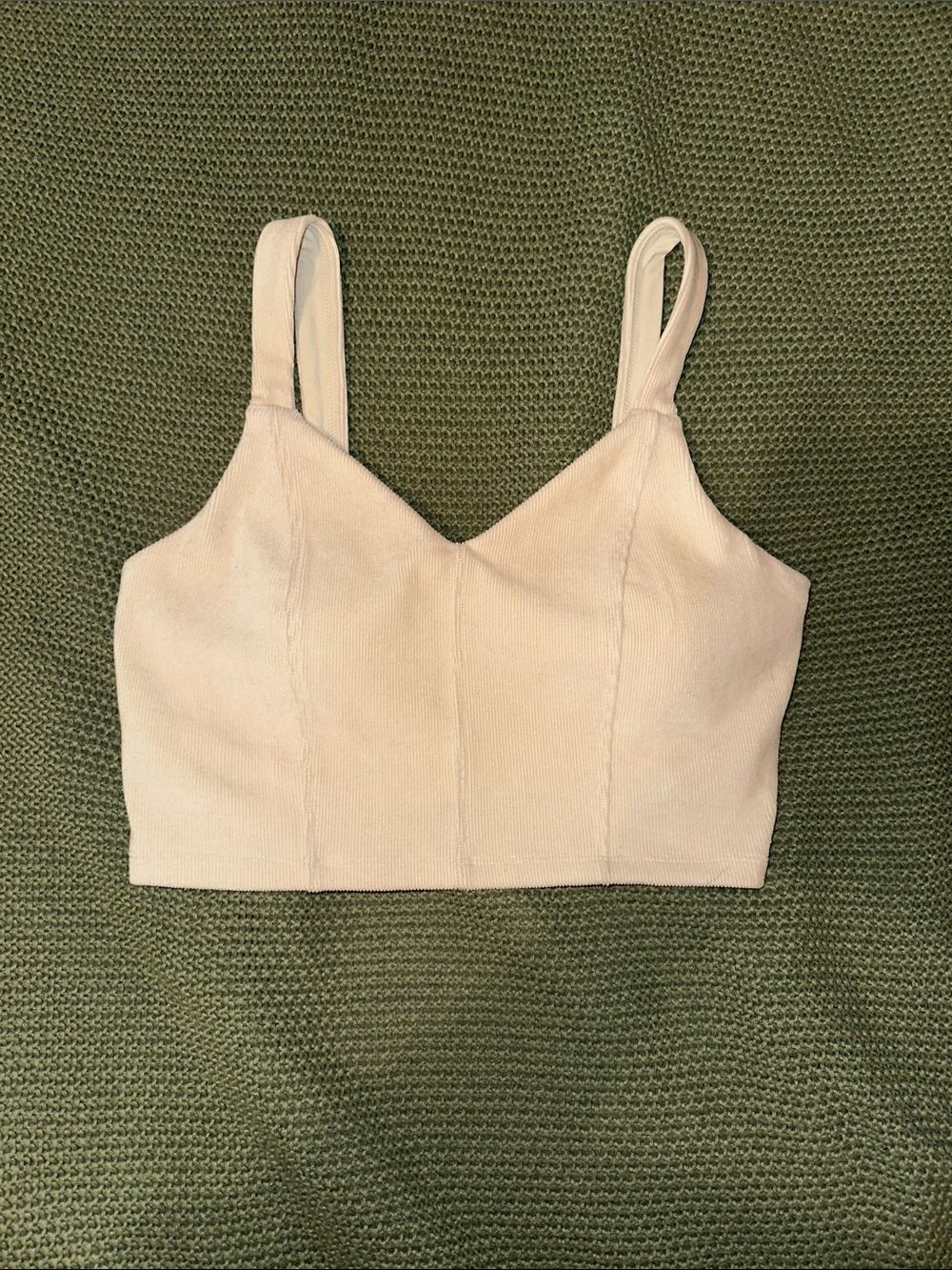 Women's Cream Ribbed Crop Tank Top